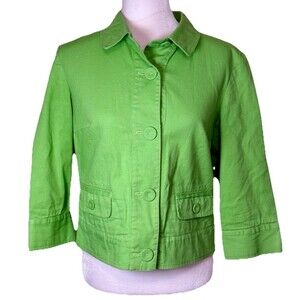 Talbots Women’s Green Lightweight Jacket Collared Big Buttons Business Casual 6‎